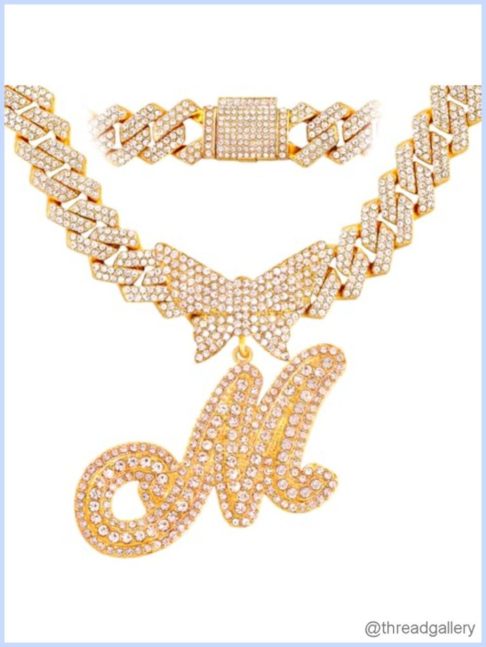 Cuban Link Chain Necklace 14MM Iced Out Initial Butterfly 18"
